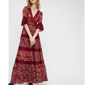 Free People Floral Lace Bohemian Maxi Dress